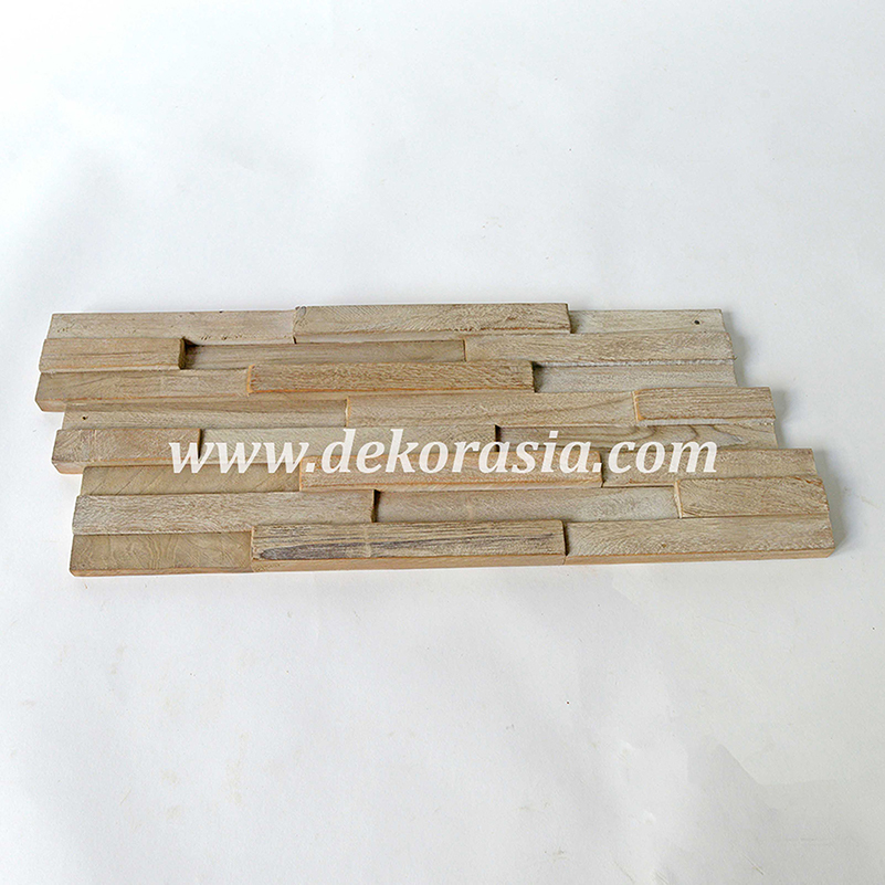 Wood Wall Square Teak 323 White Washed, Natural Wall Cladding for Decoration
