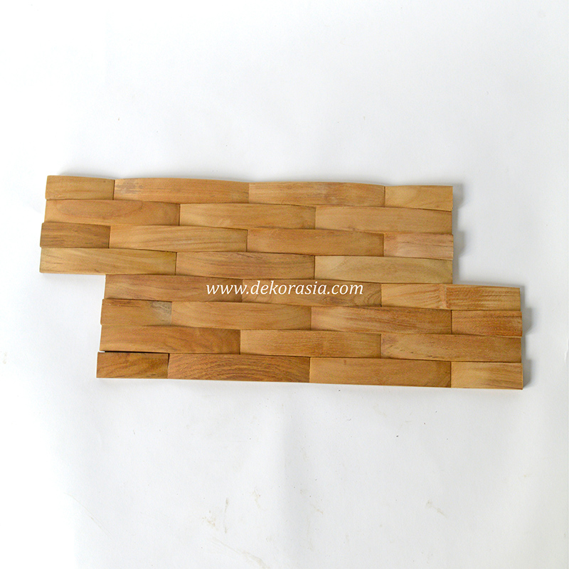 Wood Wall Wave Teak, Natural Wood Wall Cladding for Decoration