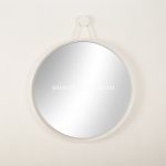 White Round Mirror Wall Decor, Wooden Frame Mirror, Natural Wood Mirrors