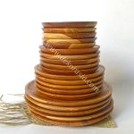 Round Teak Wooden Tray Diameter 5.9 to 9.8 inches, Dinnerware Set Dishes & Tray Serving
