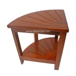 Natural Teak Corner Bench Shower Stool Bathroom Triangle Shaped with Shelf, Waterproof 2 Layer
