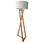 Standing Zigzag Lamp with Round Cap, Wooden Lamp Decorative