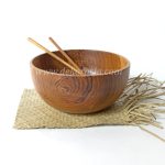 Teak Wood Round Bowl Dish Serving Salad, Wood Bowls Kitchenware