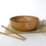 Natural Teak Wood Round Tray Dish Serving, Dinnerware Set Dishes and Trays