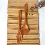 Teak Wooden Spoon and Fork Length 12.2 Inches, Wood Spoon and Fork Kitchenware