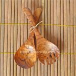 Teak Wooden Spoon and Fork Round Type Length 12.2 Inches, Wood Spoon Wood Fork