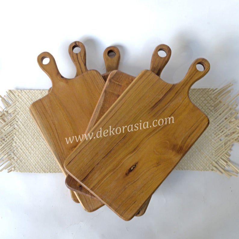 Wooden Antique Teak Cutting Board with Handle, Wood Cutting Board