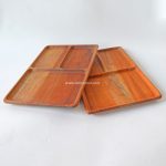 Natural Wooden Plates with 3 Compartment, Wood Plate Tableware